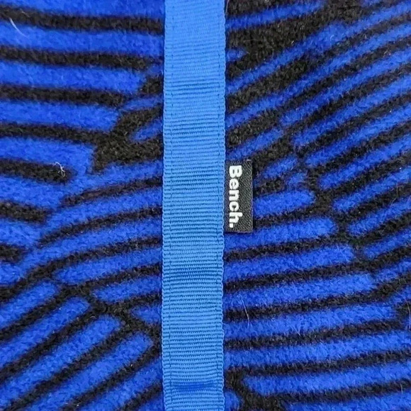 Bench Women’s L Fleece Hoodie Full Zip Black Blue Striped Activewear Athleisure - Picture 11 of 14